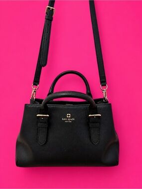 kate spade Black Tote with Quilted Cream Interior and Gold Hardware